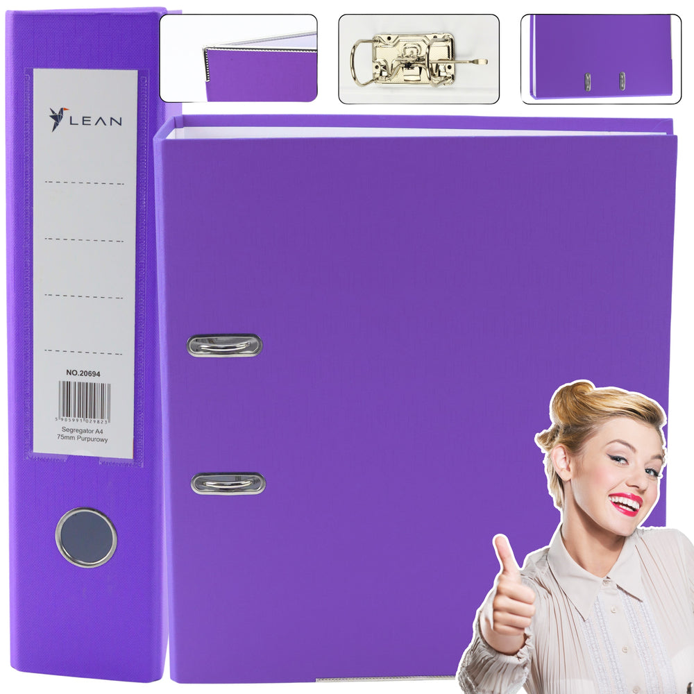 A4 spakbågsfil, 75 mm rygg, lila