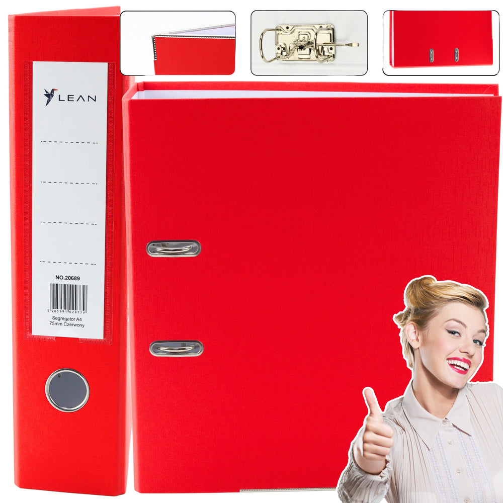 A4 spakbågsfil, 75 mm rygg, röd