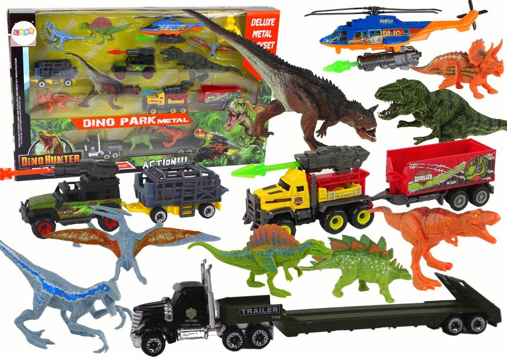 Actionpackat Helikopter & Dinosaur Vehicle Set - 8 st