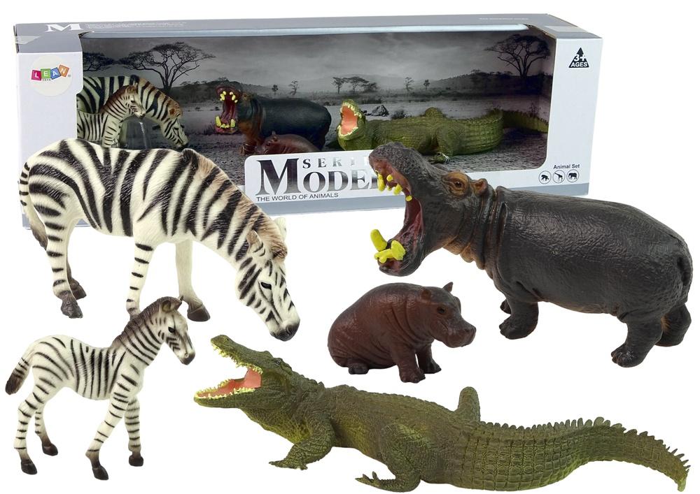 African Safari Hippo &amp; Zebra Figurer Set - Detaljert og holdbart