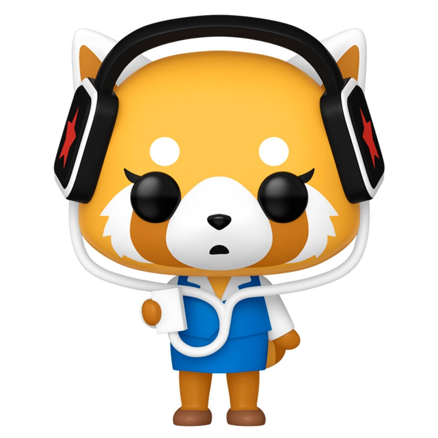 Aggretsuko figur med hörlurar, samlarbar anime leksak