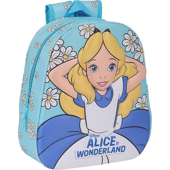Alice in Wonderland 3D-ryggsäck, 33 cm storlek, skolväska för barn