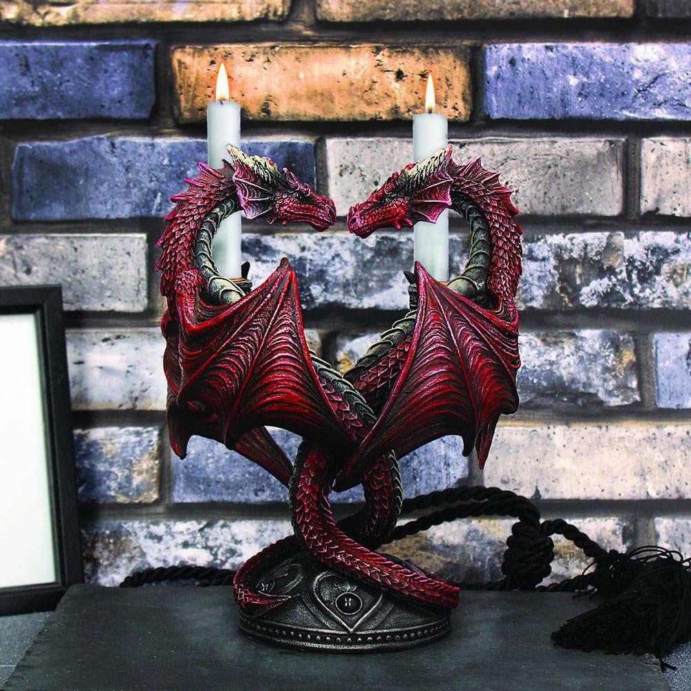 Anne Stokes Ljusstake Dragon Heart Valentine's Edition 23 cm