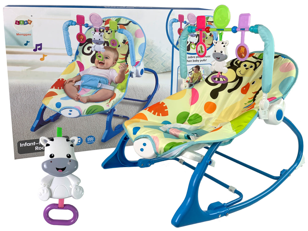 Baby Rocker Chair 2-i-1, Blue Zebra, Ljud & Vibration