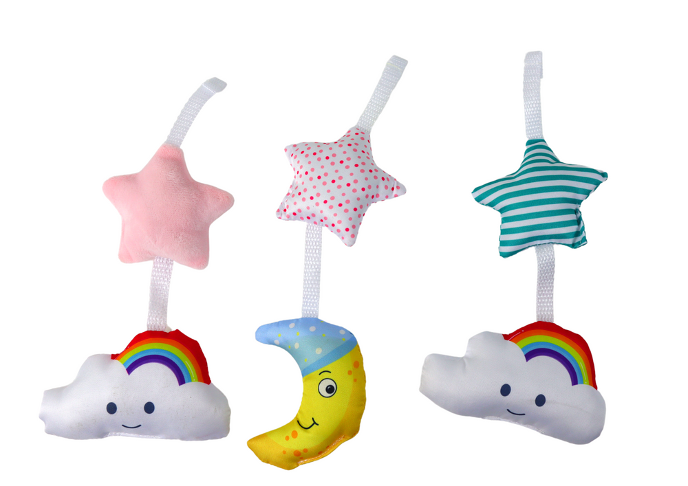 Babysäng mobil med ljud, rosa himmel-tema