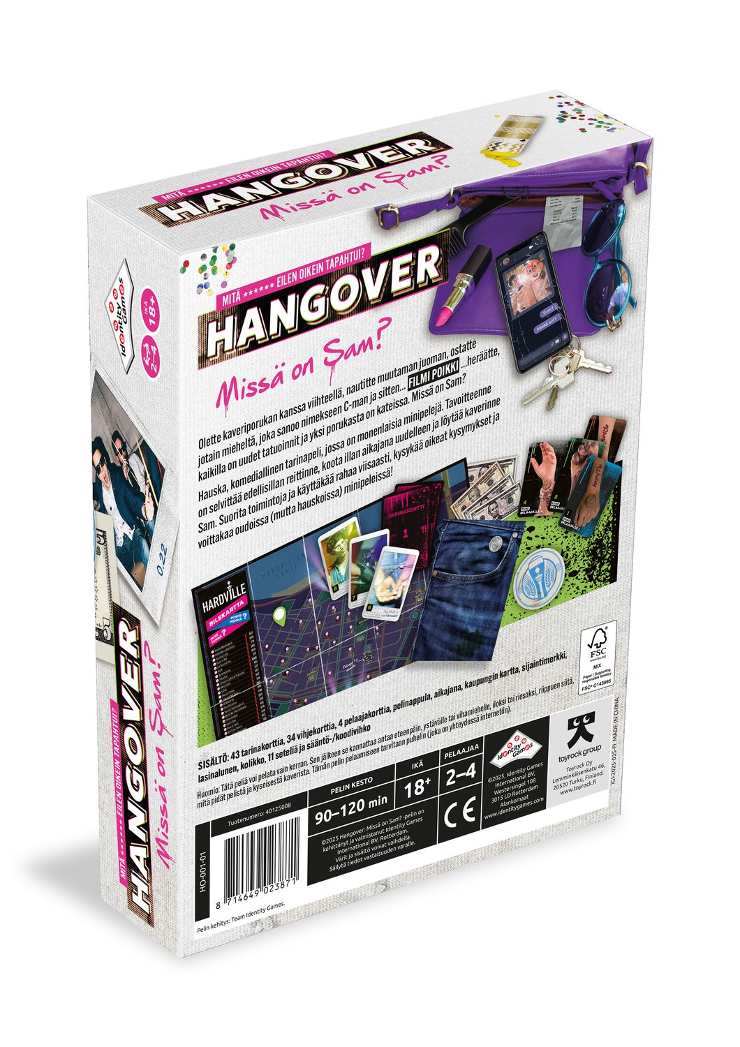 Baksmälla-partyspel, berättelsedrivet, 1–4 spelare, 90 min