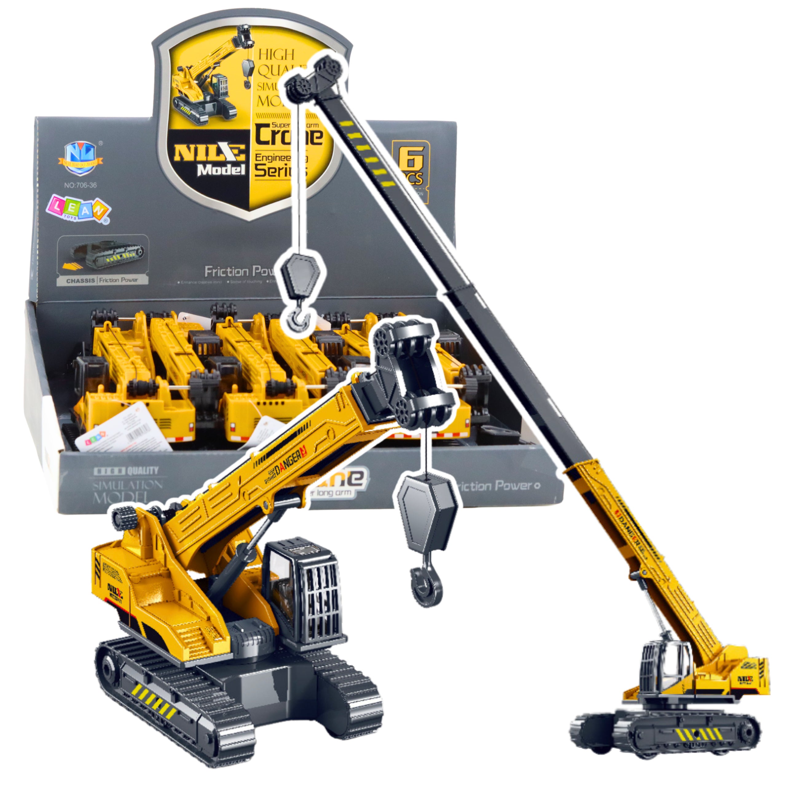 Bandkran, teleskopisk, 360° roterande hytt, gul