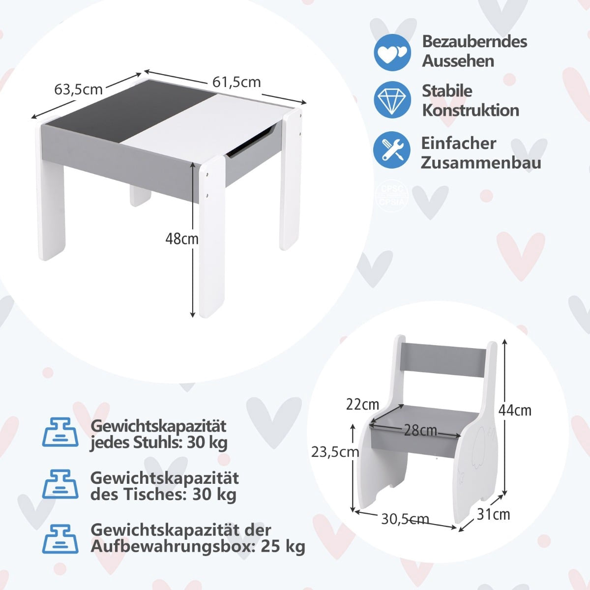 Barnens 4-i-1-aktivitetsbord med förvaring
