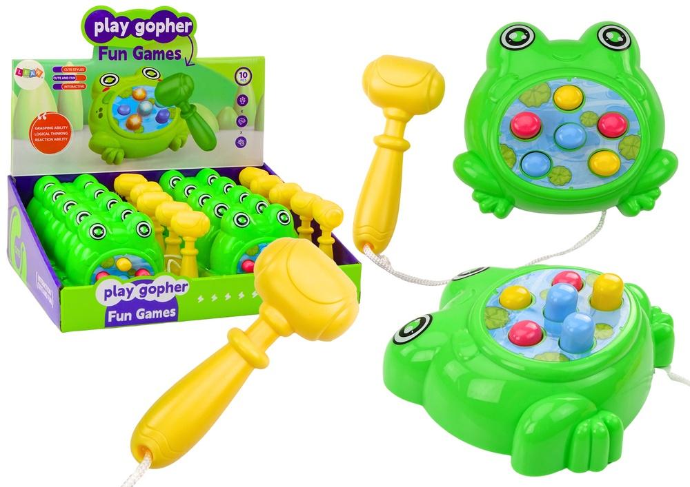 Bärbart Green Frog Wac-A-Mole-spel med ljus och ljud