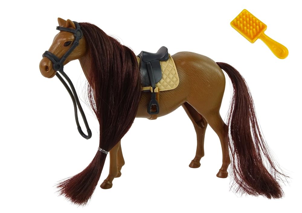 Brown Mane Combing Horse Figurine för fantasifull lek