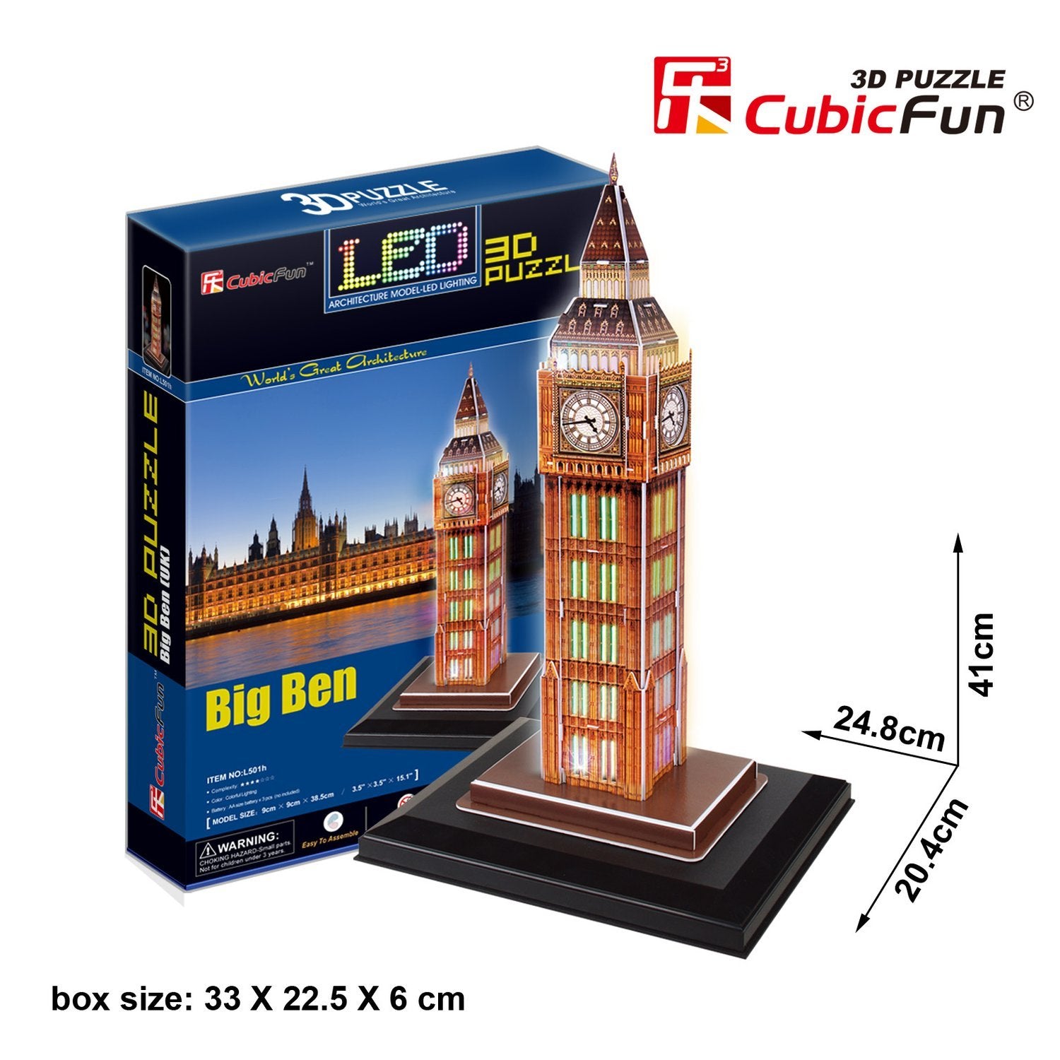 Cubicfun 3D-puslespil med led Big Ben