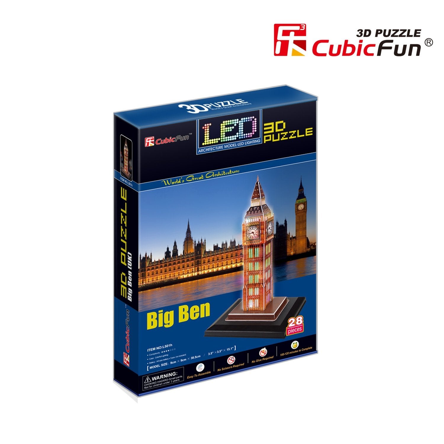 Cubicfun 3D-puslespil med led Big Ben