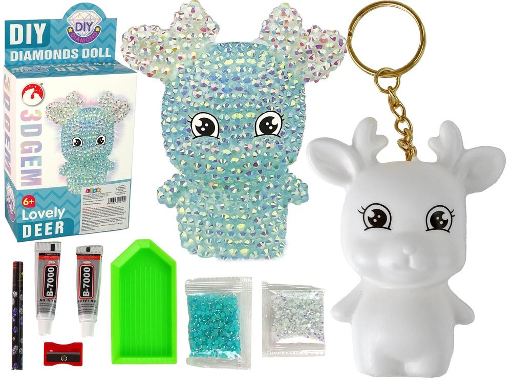 DIY 3D Green Reindeer Keyring Kit: Krystaller og paljetter Moro