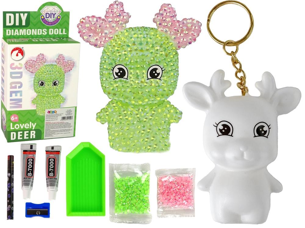 DIY Green Rendeer 3D Crystal Keyring Kit för alla åldrar