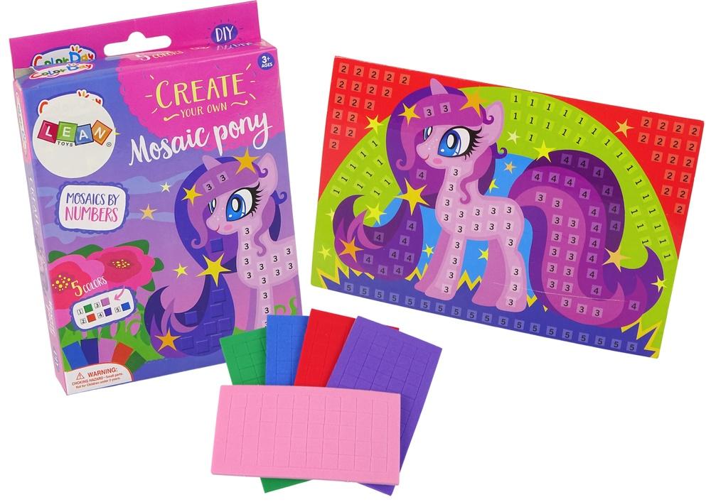 DIY Mosaic Pony Set: Kreativ moro med fargerike firkanter 