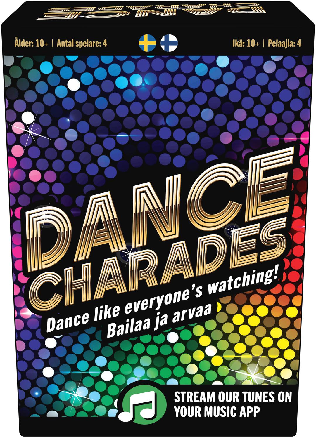 Danscharader-spel, finska och svenska, 4+ spelare