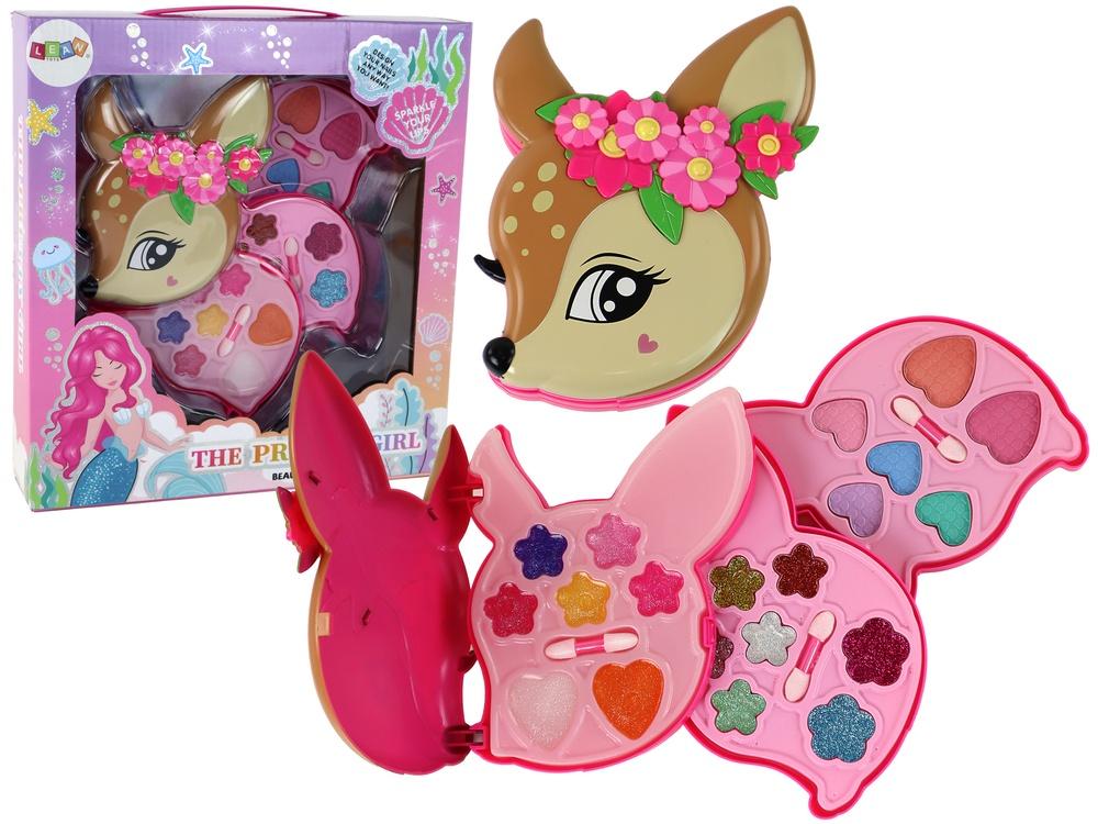 Deer-Shaped Kids Makeup Set: Glitter, Matte & Gel Shadows