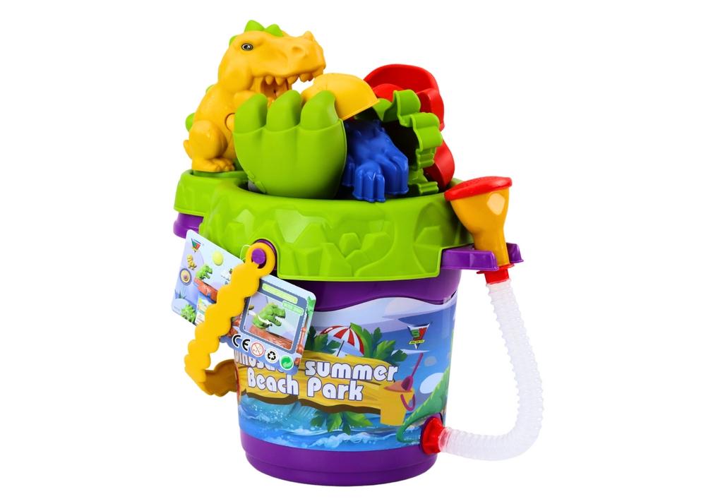 Dino Sand Bucket Set: Dusch, vattenkanna & formar kul