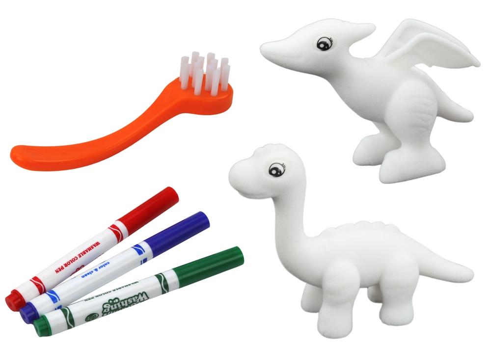 Dinosaur Art Kit: 2 figurer, tusjer og børste for barn