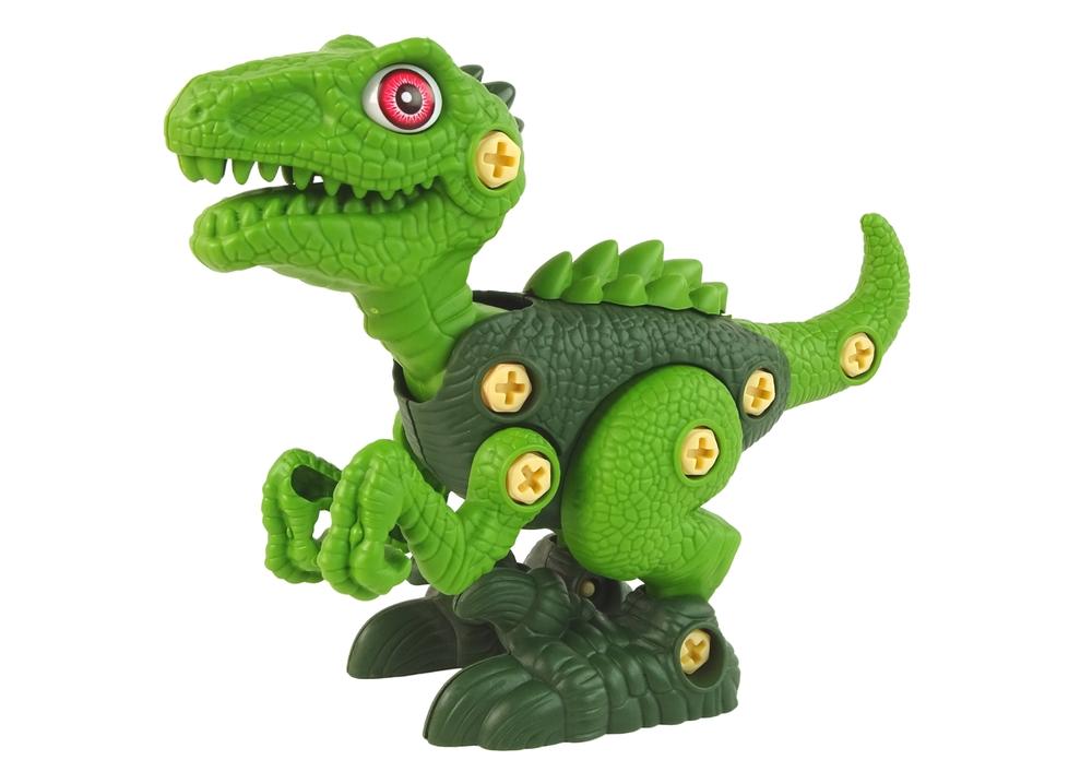 Dinosaur DIY Kit: Grøn Dino med orange skruer og værktøj