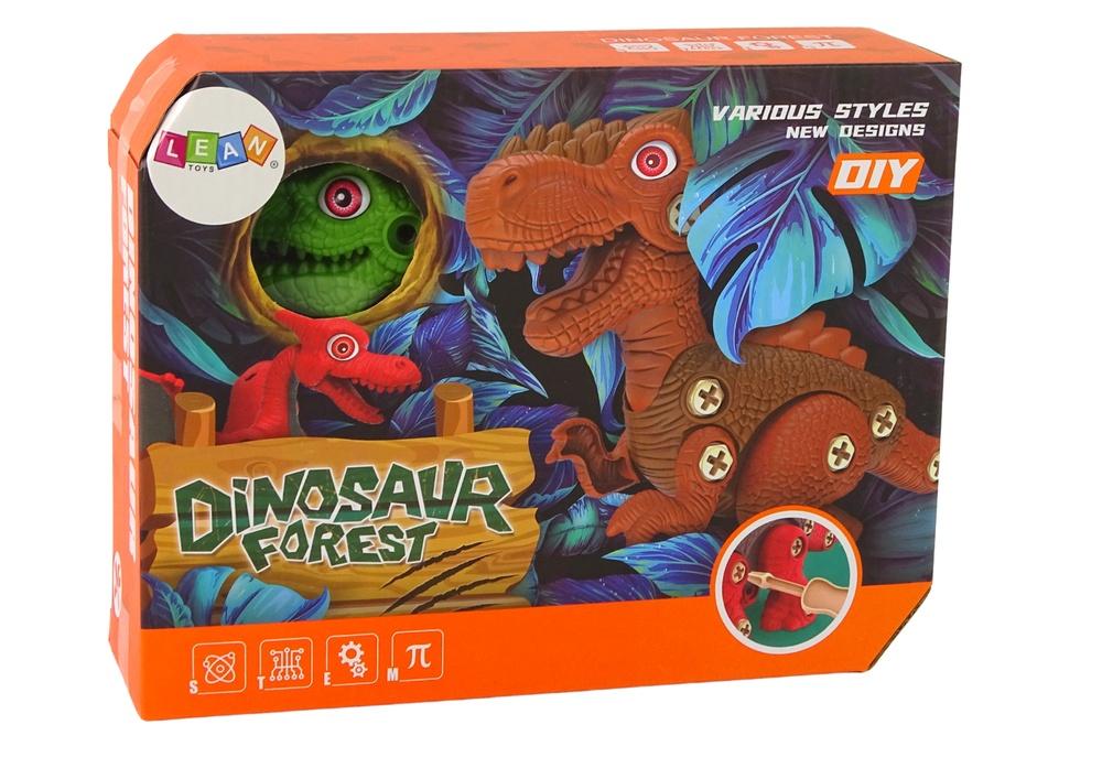 Dinosaur DIY Kit: Grøn Dino med orange skruer og værktøj