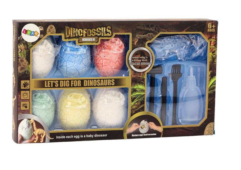 Dinosaur Fossil Egg Set: 6 ägg, verktyg och glasögon