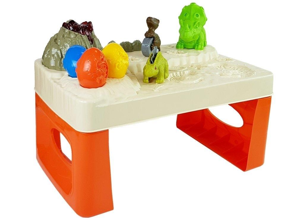 Dinosaur Play Dough Board med glødende lavavulkan og egg