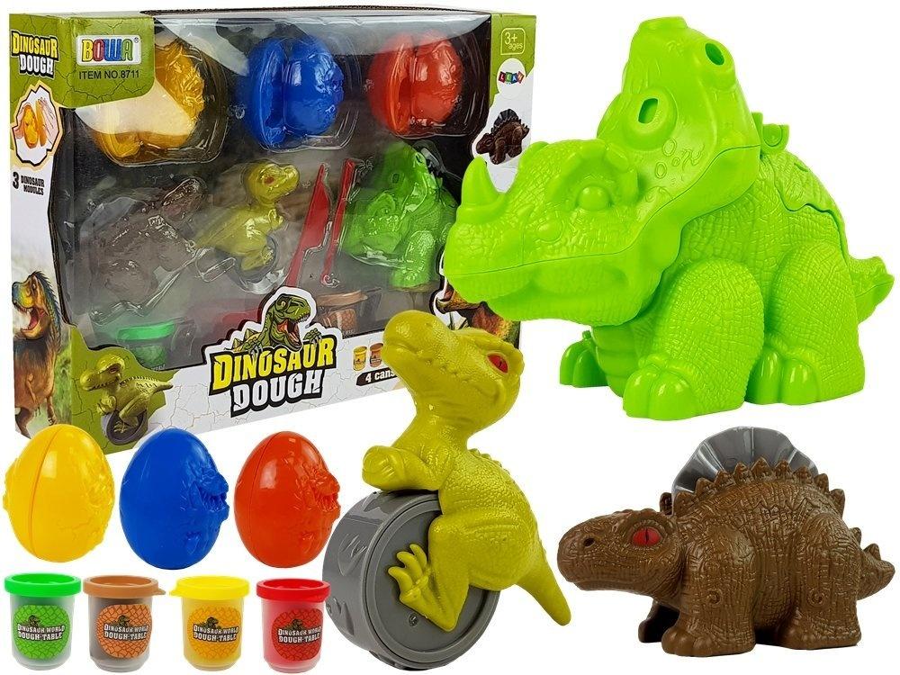 Dinosaur Play Dough Set: 12 delar, 4 färger, kreativt roligt