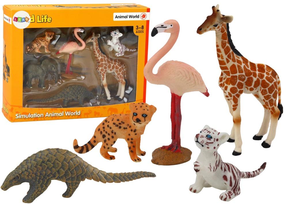 Dyrefigurer: Giraffe, Flamingo, Elephant, Tiger 