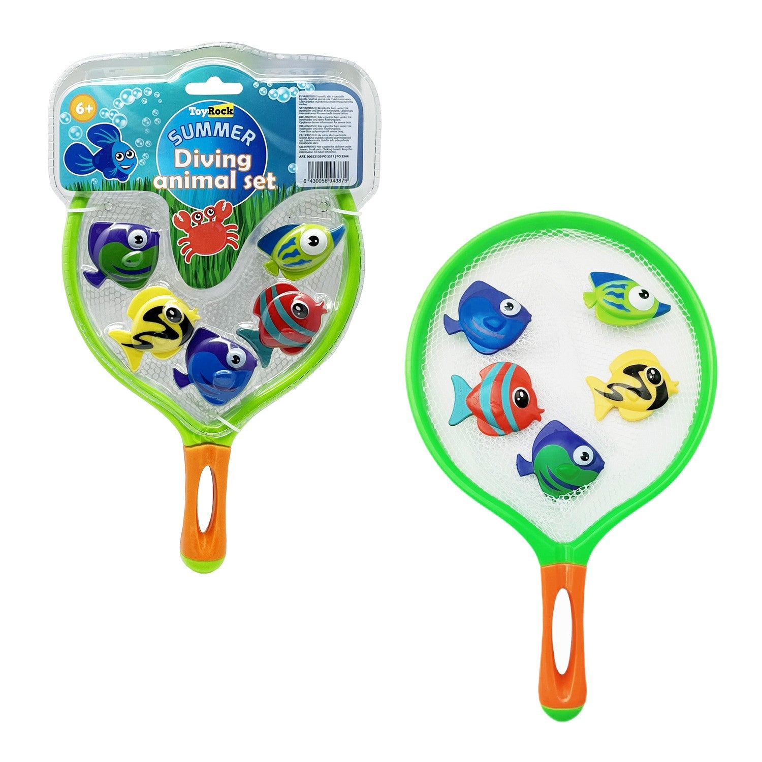 Dykfiskleksak med nät för poolkul