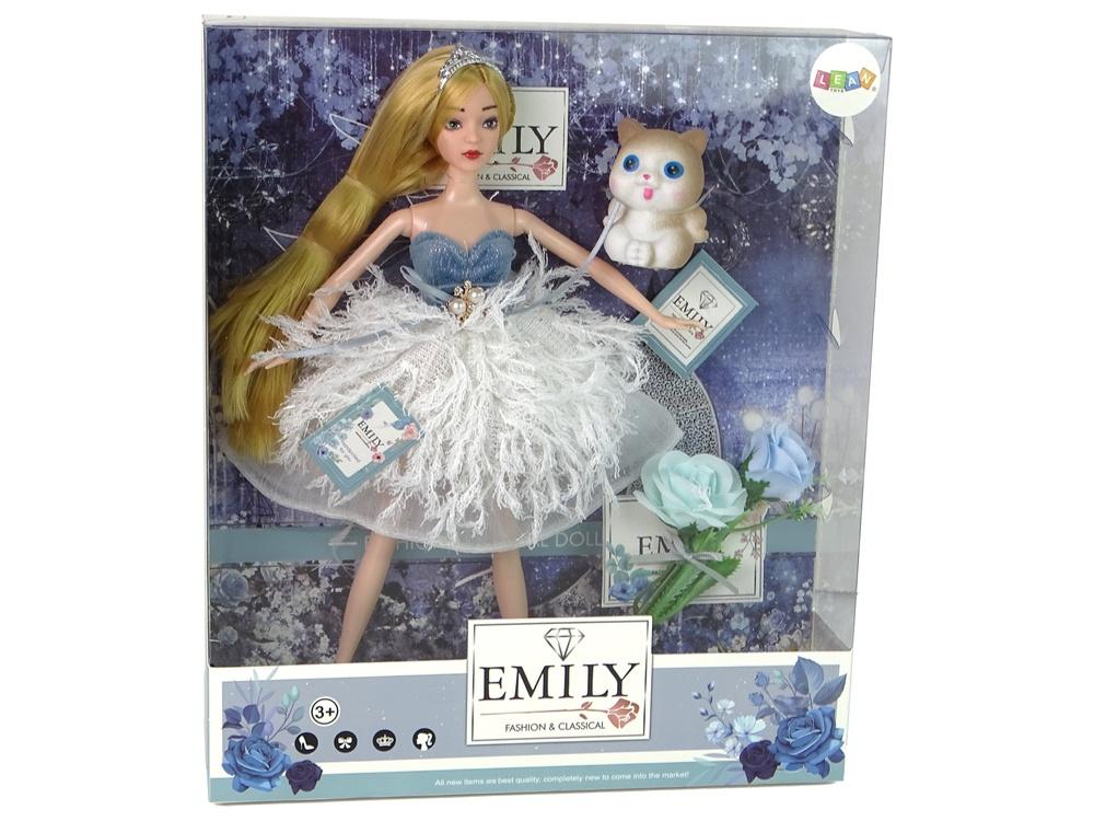 Emily the Flower Cat Doll: Elegant klänning, tiara, kattunge och blommor