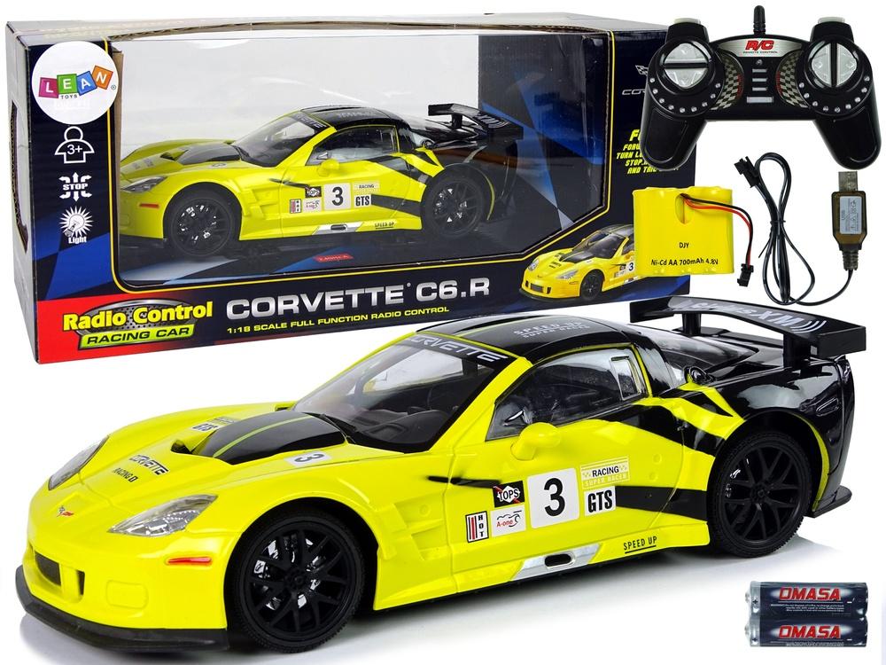 Fjernstyrt 1:18 Corvette C6.R Gul med lys