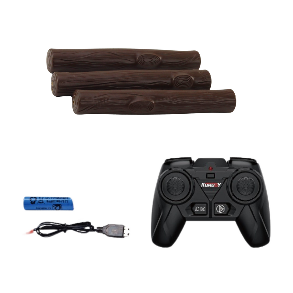 Fjärrstyrd gårdstraktor med släp och grip