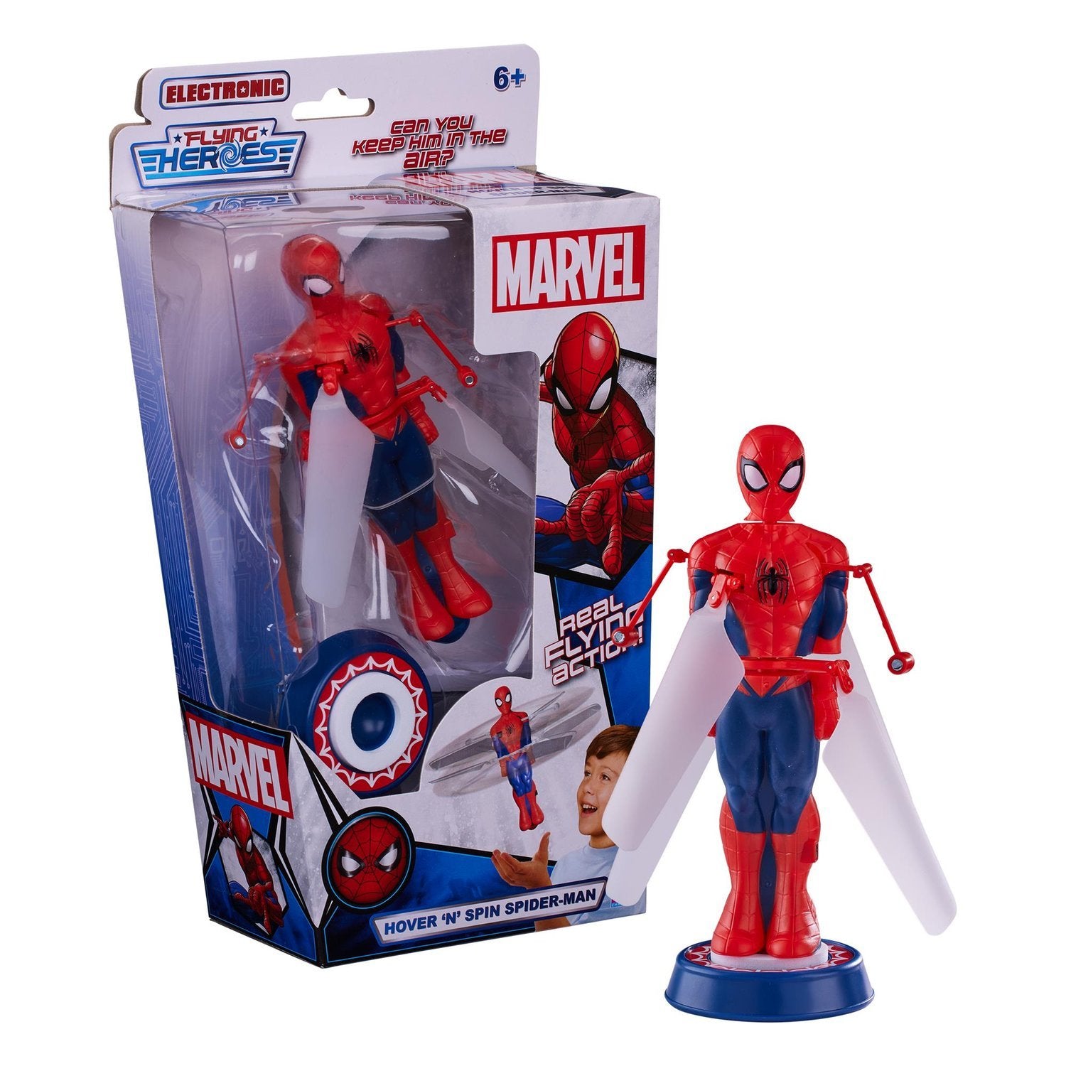 Flygende helter svever og spinner Spider-Man