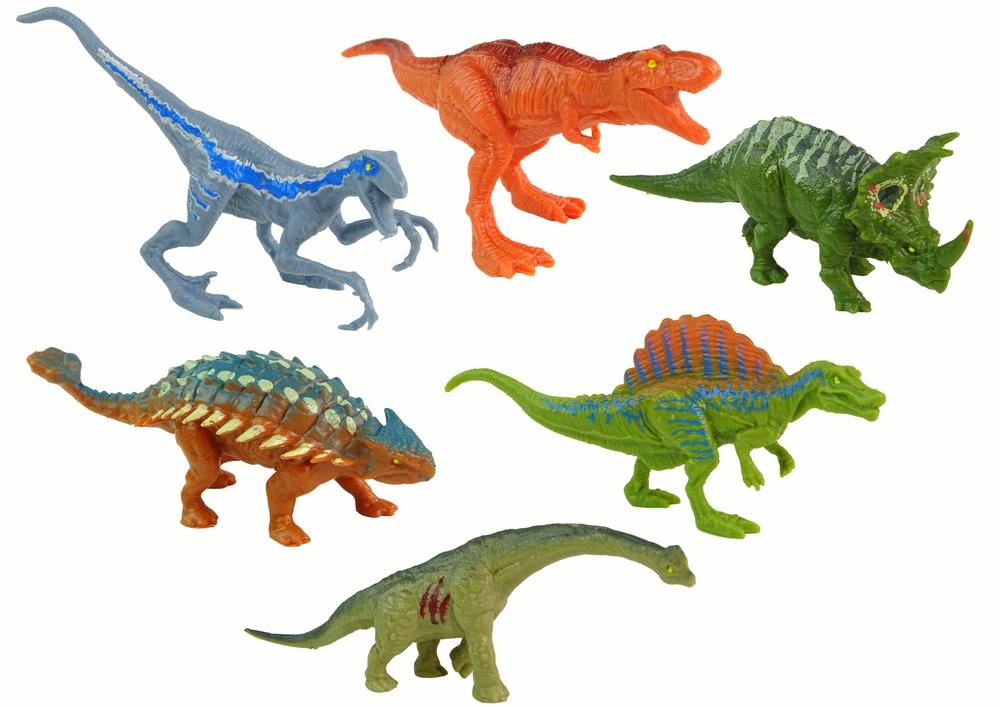 Färgglada dinosauriefigurer Set: 6 delar för kreativ lek