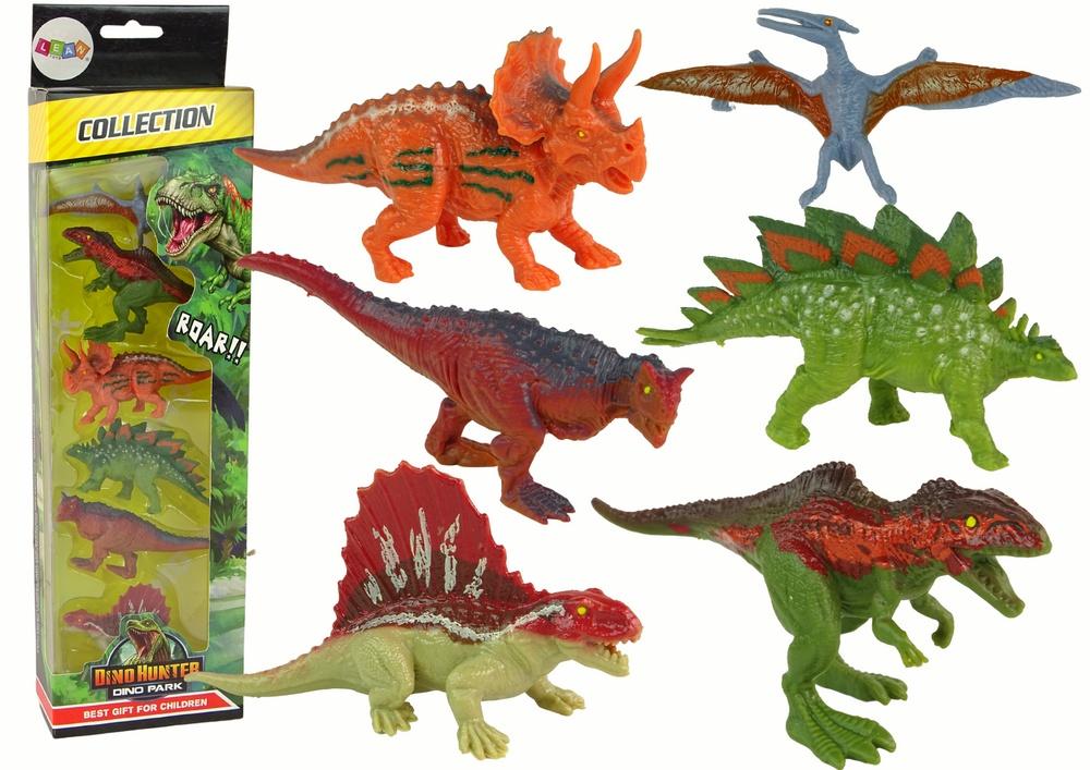 Sett med fargerike dinosaurfigurer - 6 unike arter