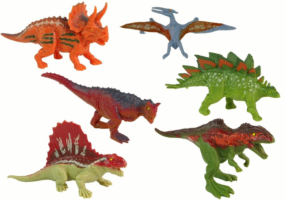 Sett med fargerike dinosaurfigurer - 6 unike arter