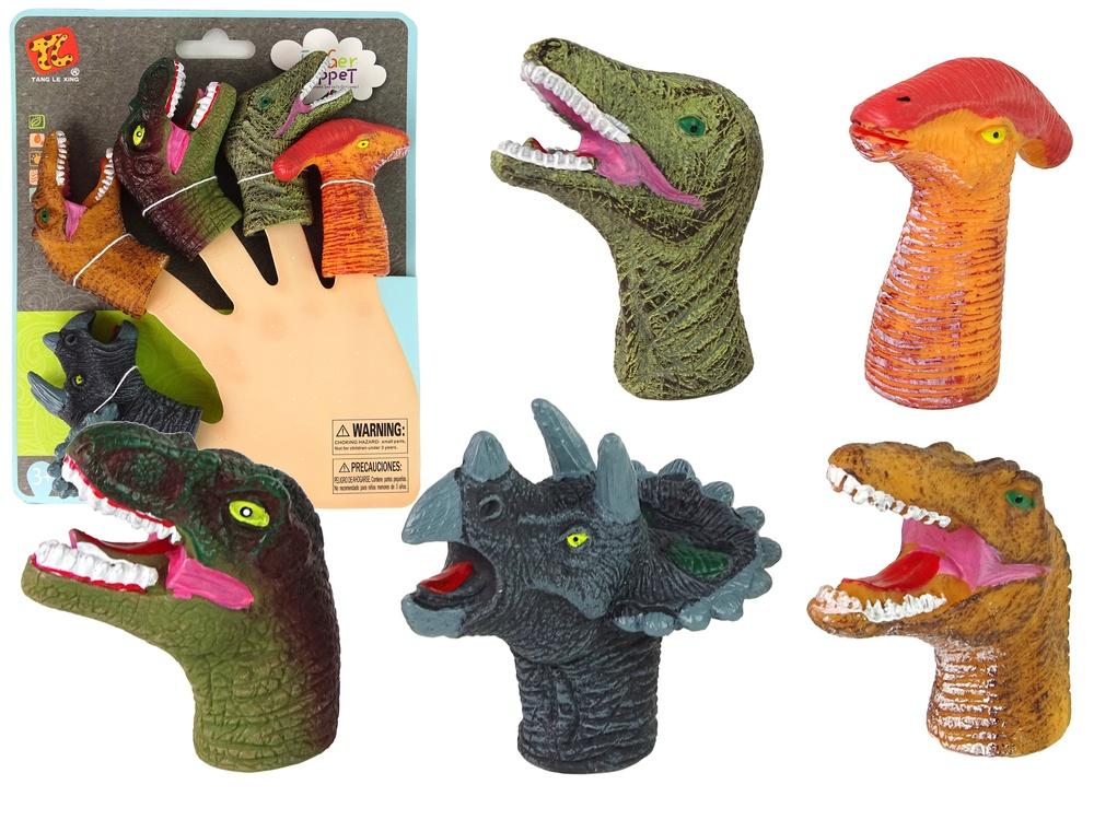 Fargerike dinosaurfingerdukker, 5-delt sett for barn