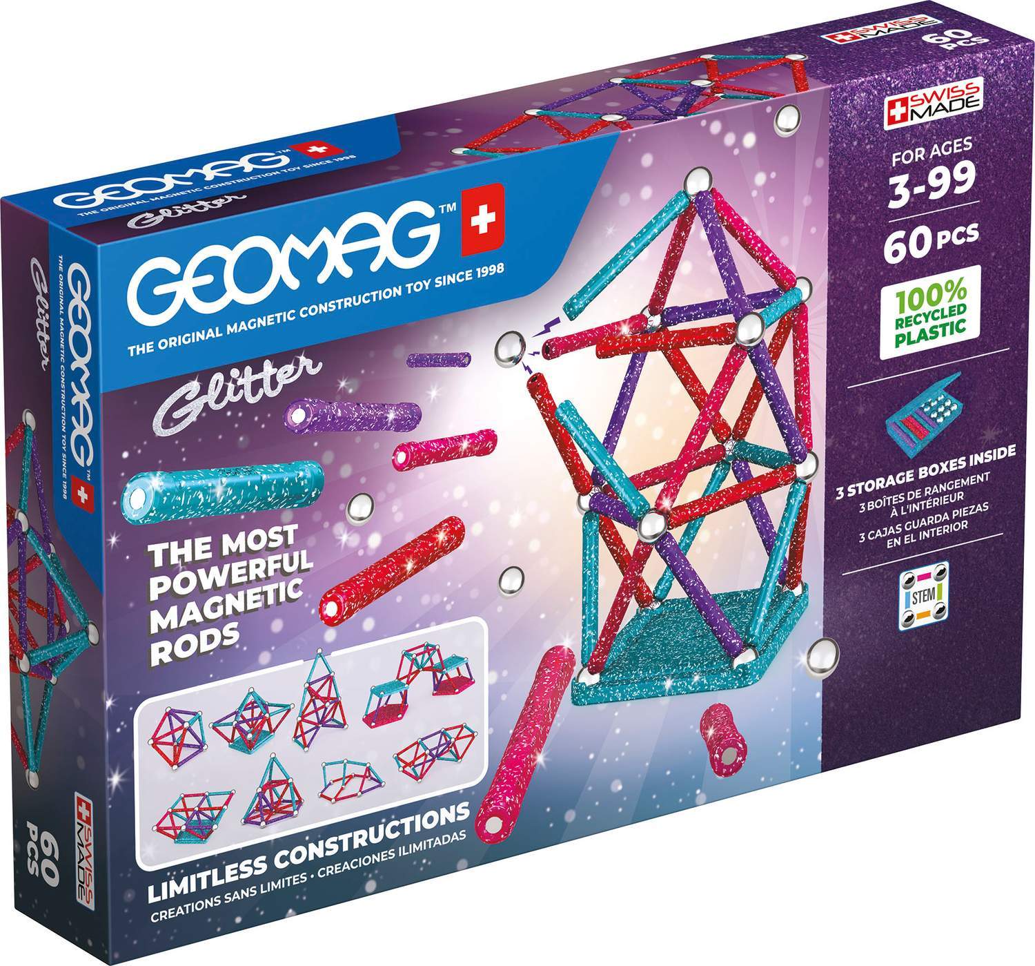 Geomag Glitter 60 deler