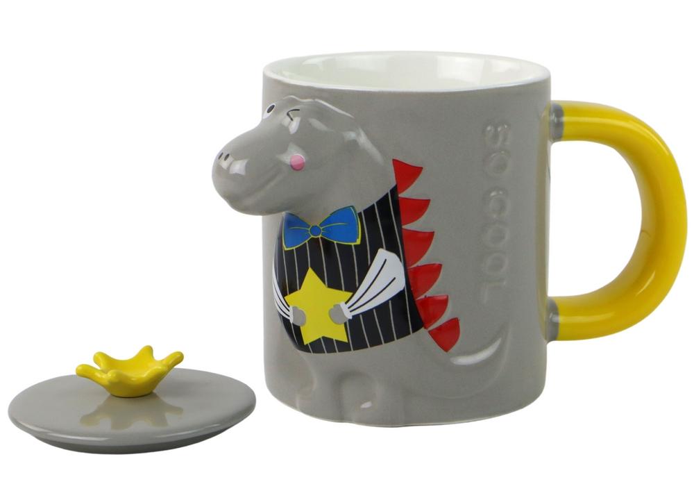 Grå 3D Dinosaur Infuser Krus 400ml med lokk og skje