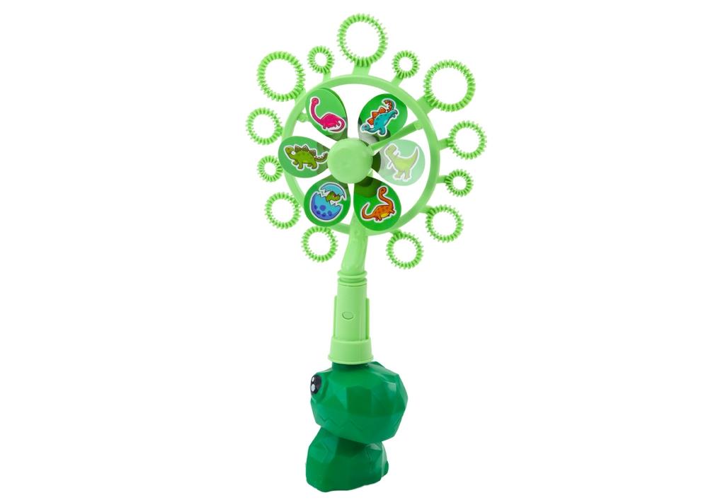 Green Dinosaur Bubble Pinwheel: Magical Soap Bubble Fun!