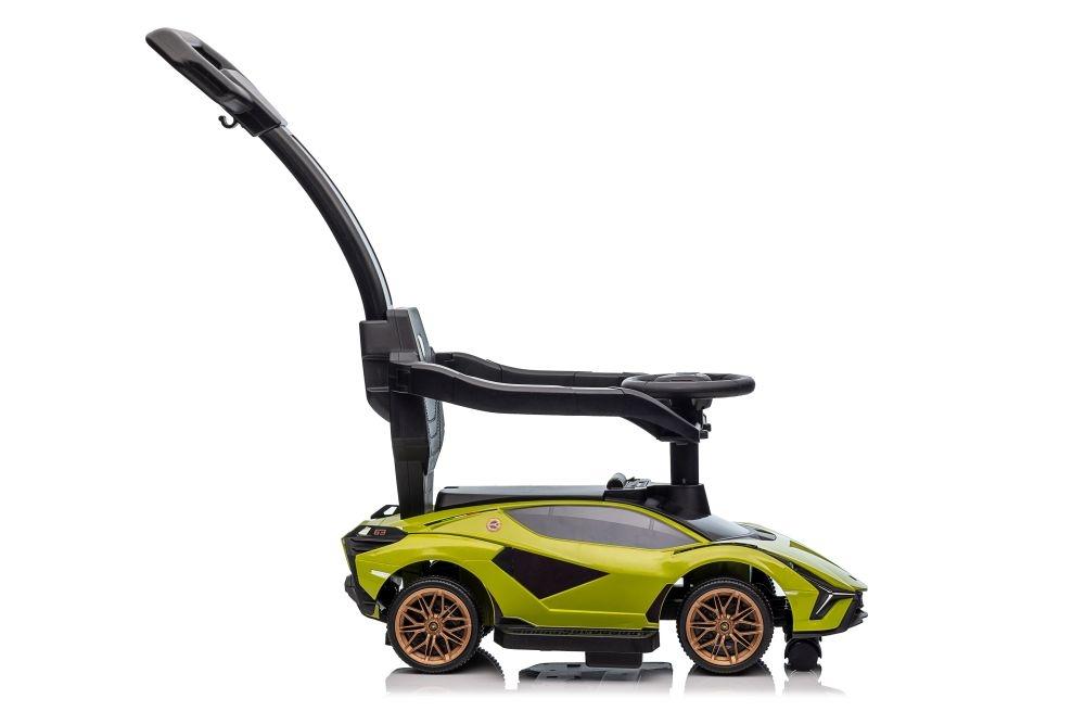 Grønn Lamborghini QLS-996T ride-on med pusher