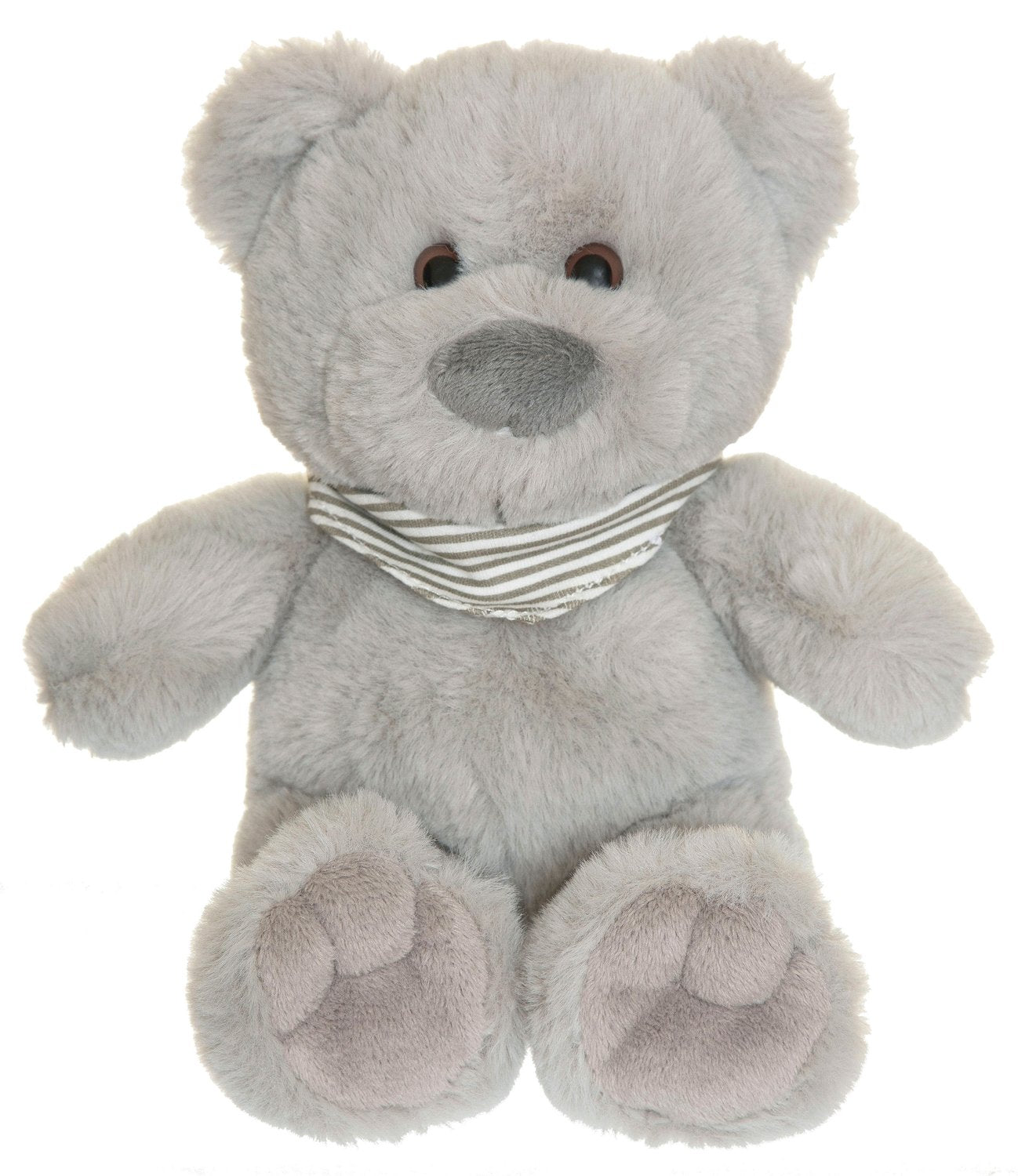 Grå nallebjörn med halsduk, 25 cm, återvunnen fyllning