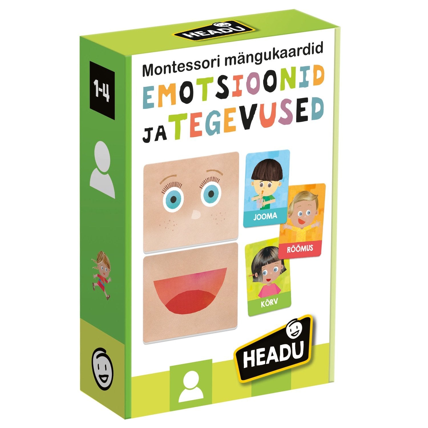 Headu Flashcards Følelser og handlinger Montessori (på estisk språk.)