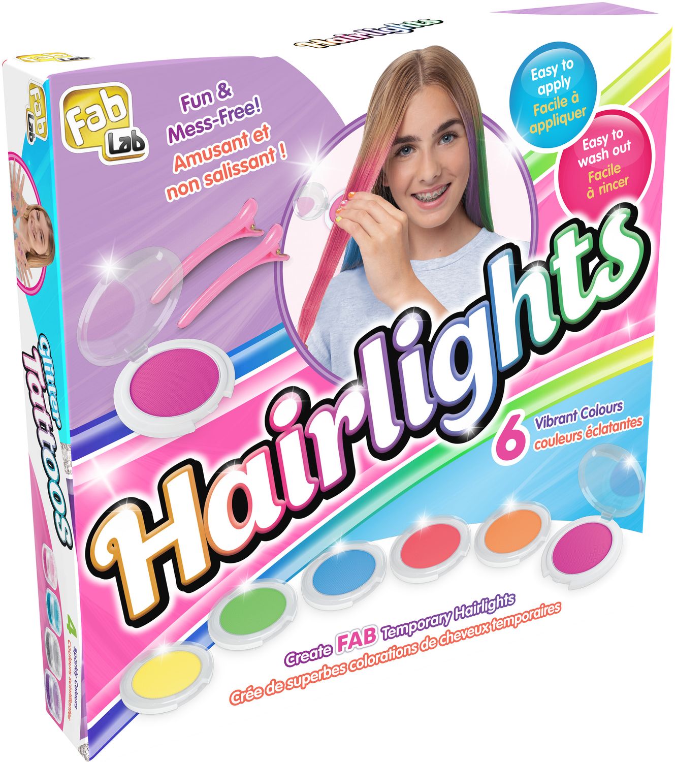 Hårfärgningsset för barn, 6 tvättbara färger