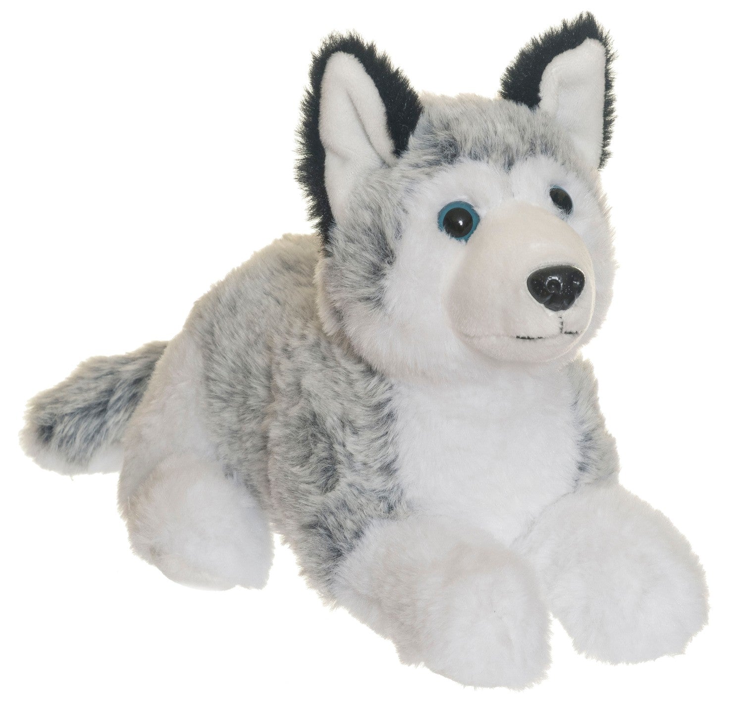 Husky plyschhund, grå och vit, 25 cm, maskintvättbar