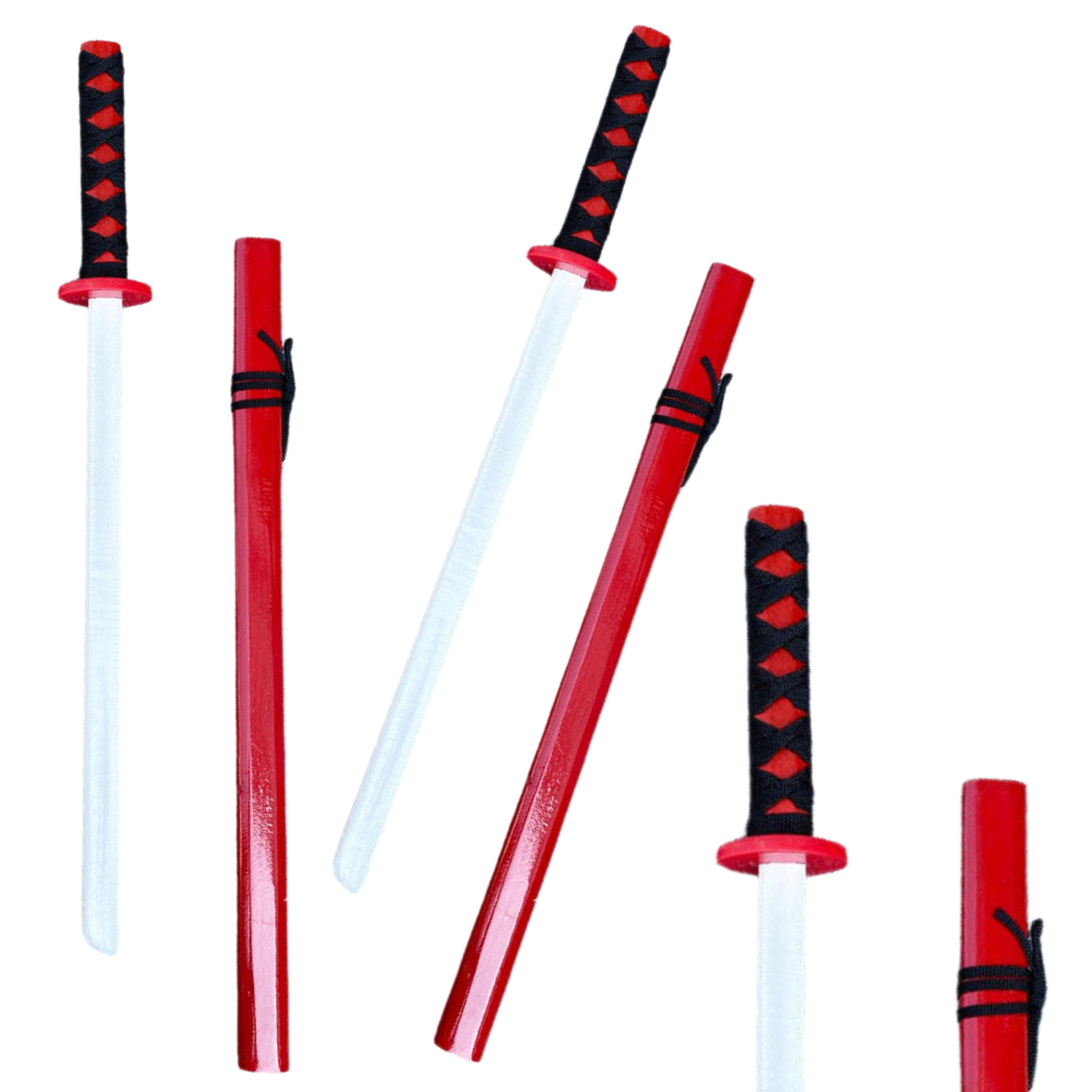 Katanasvärd av trä för träning, röd, 70 cm