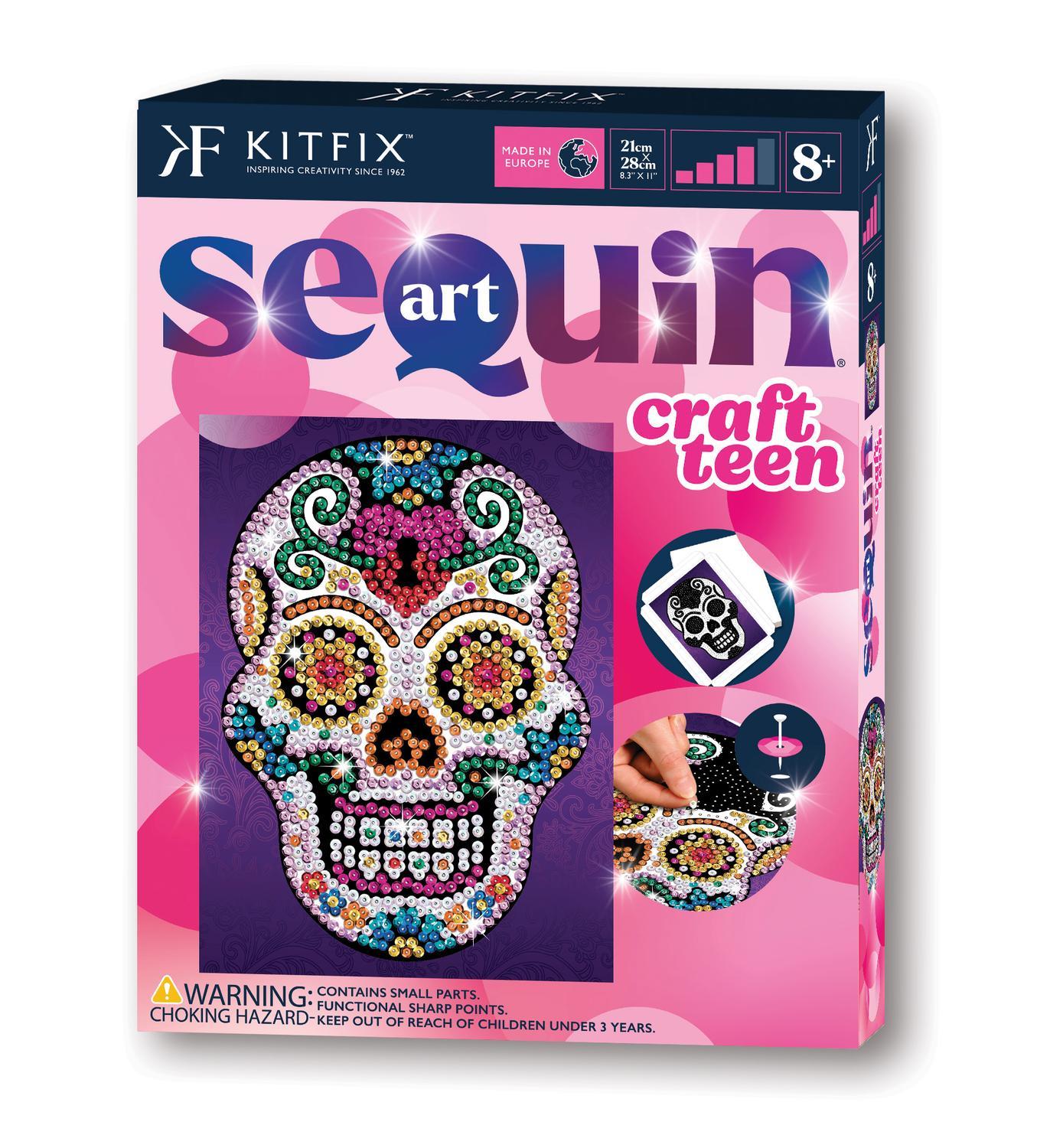 Kitfix gjør-det-selv-paljettkunsthåndverksett Teen Sugar Skull