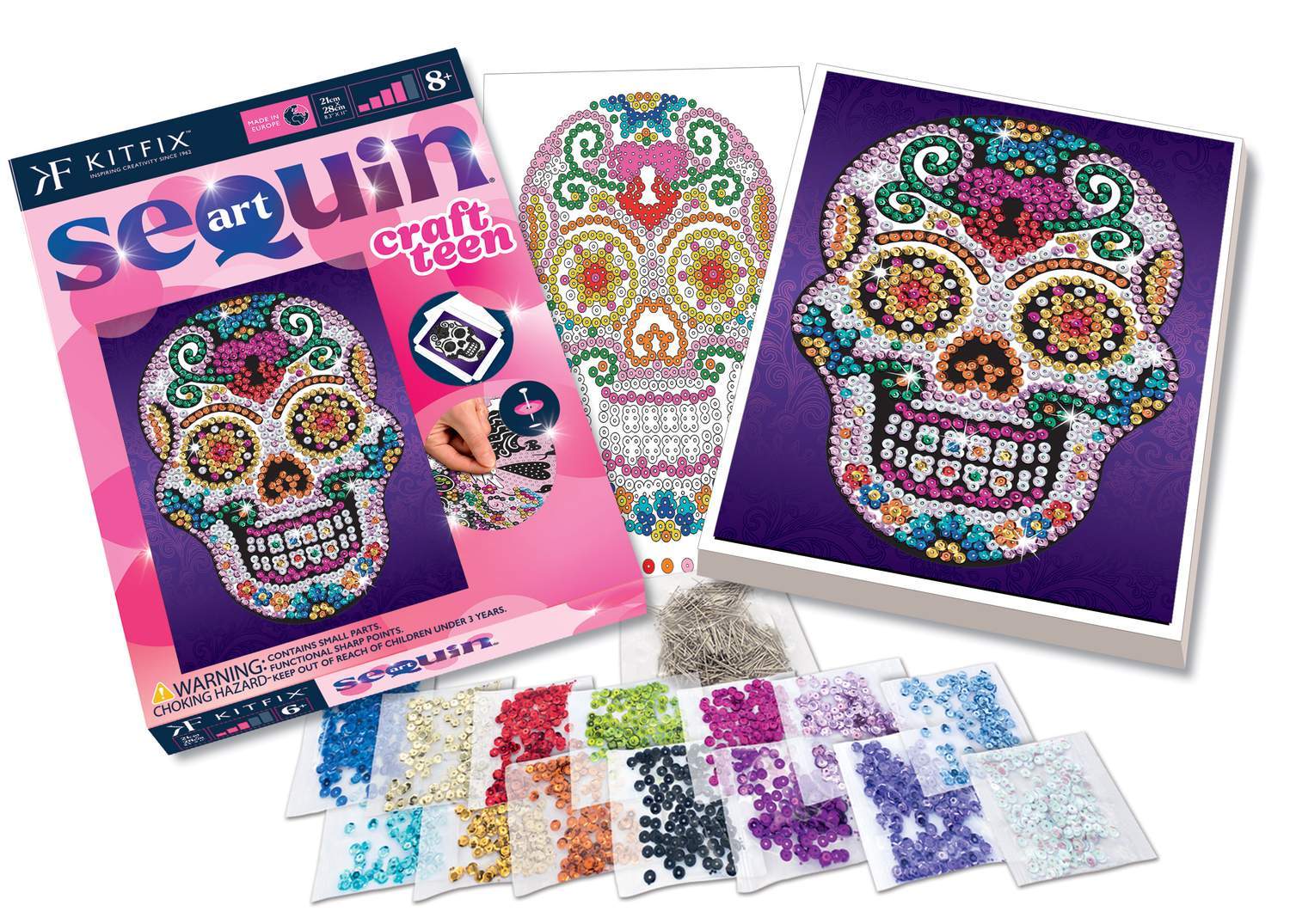 Kitfix gör-det-själv-set paljettkonsthantverk Teen Sugar Skull