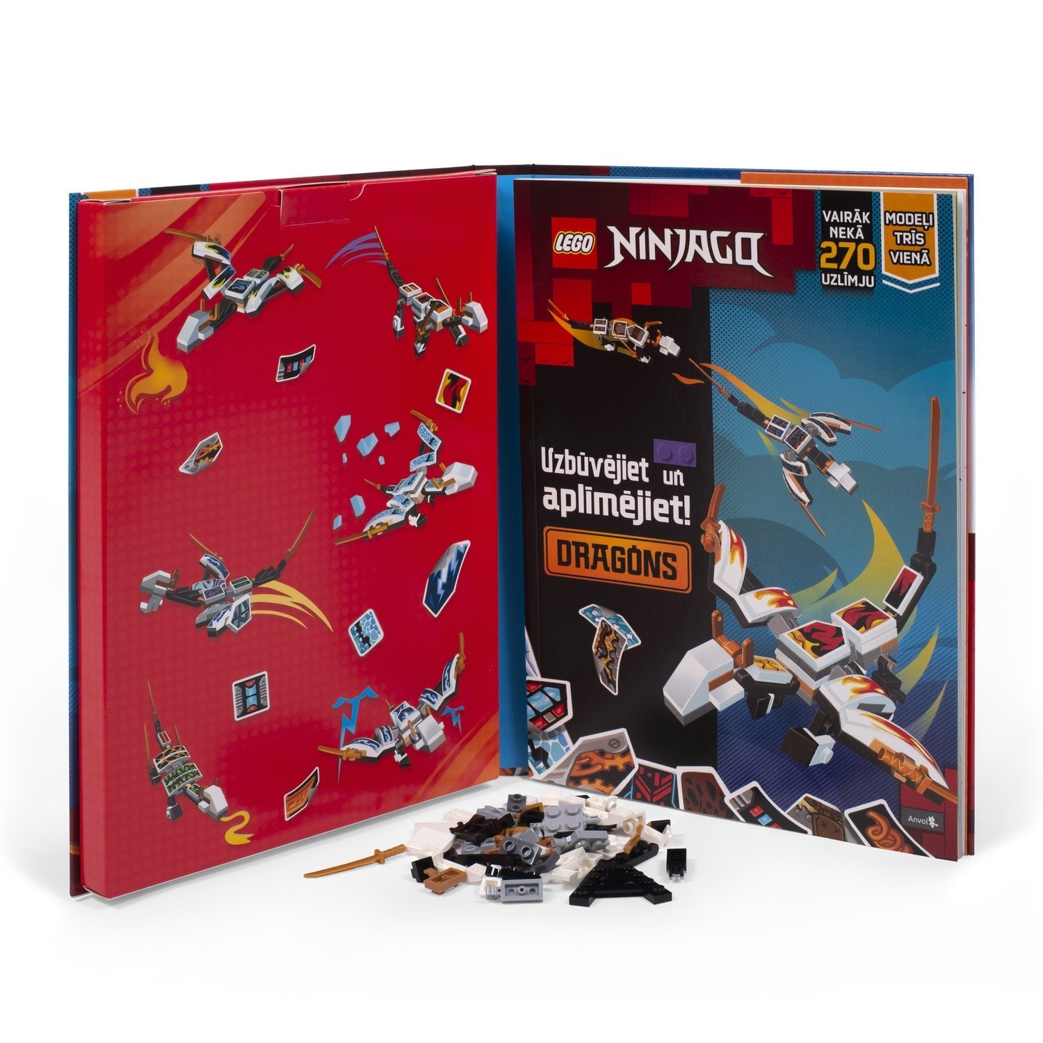 Lego Ninjago aktivitetsbok "Build And Stick: Dragons" (på lettiska språk.)